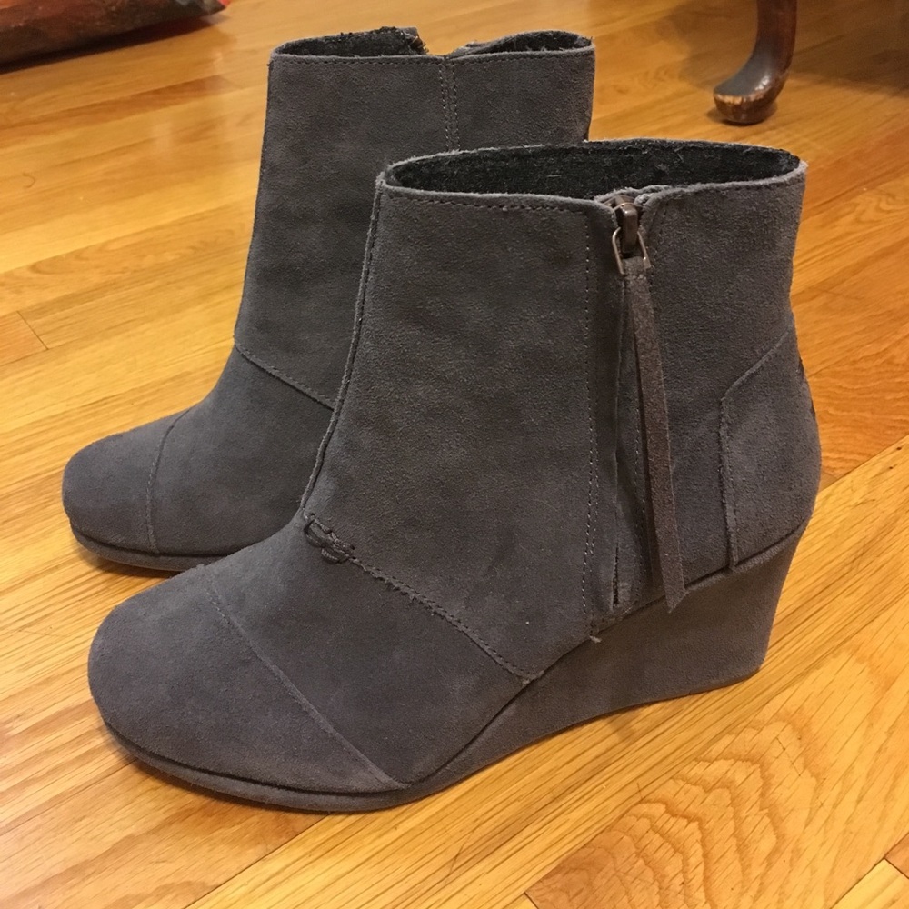 Dark Grey Suede Wedges