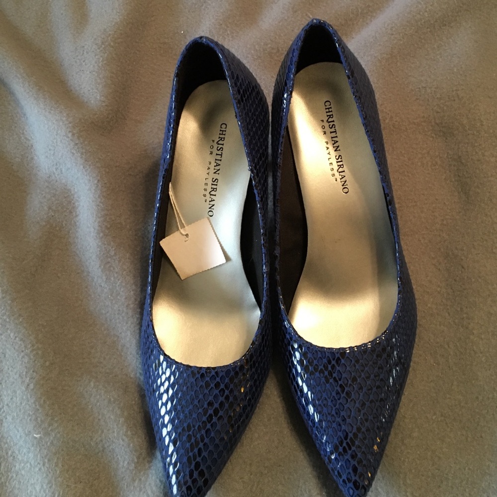 Blue snake print shoes
