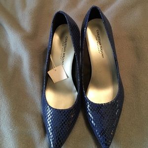 Blue snake print shoes