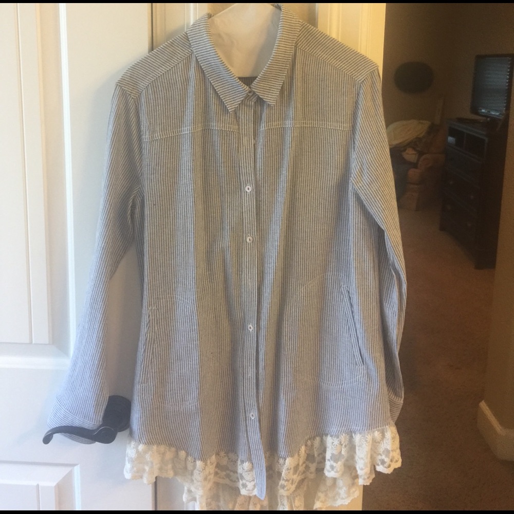 Long button down top