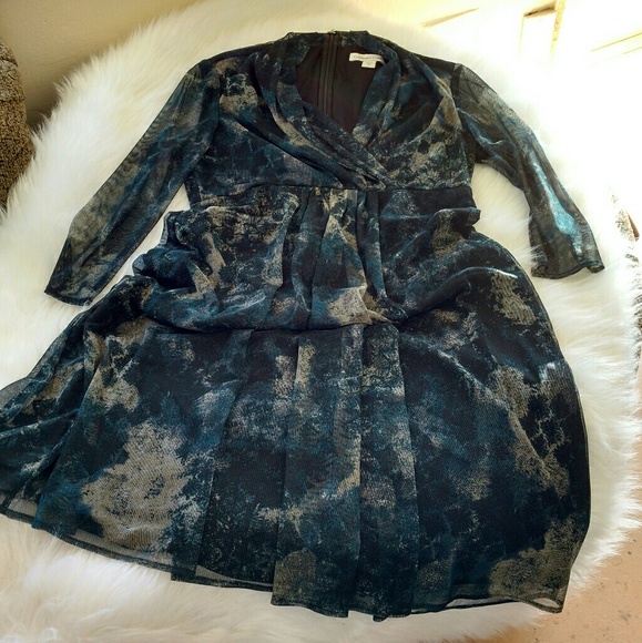 Boho Tye Dye Cowl Neck Box Pleated Empire Coldwater Creek Midi Dress - Picture 3 of 8