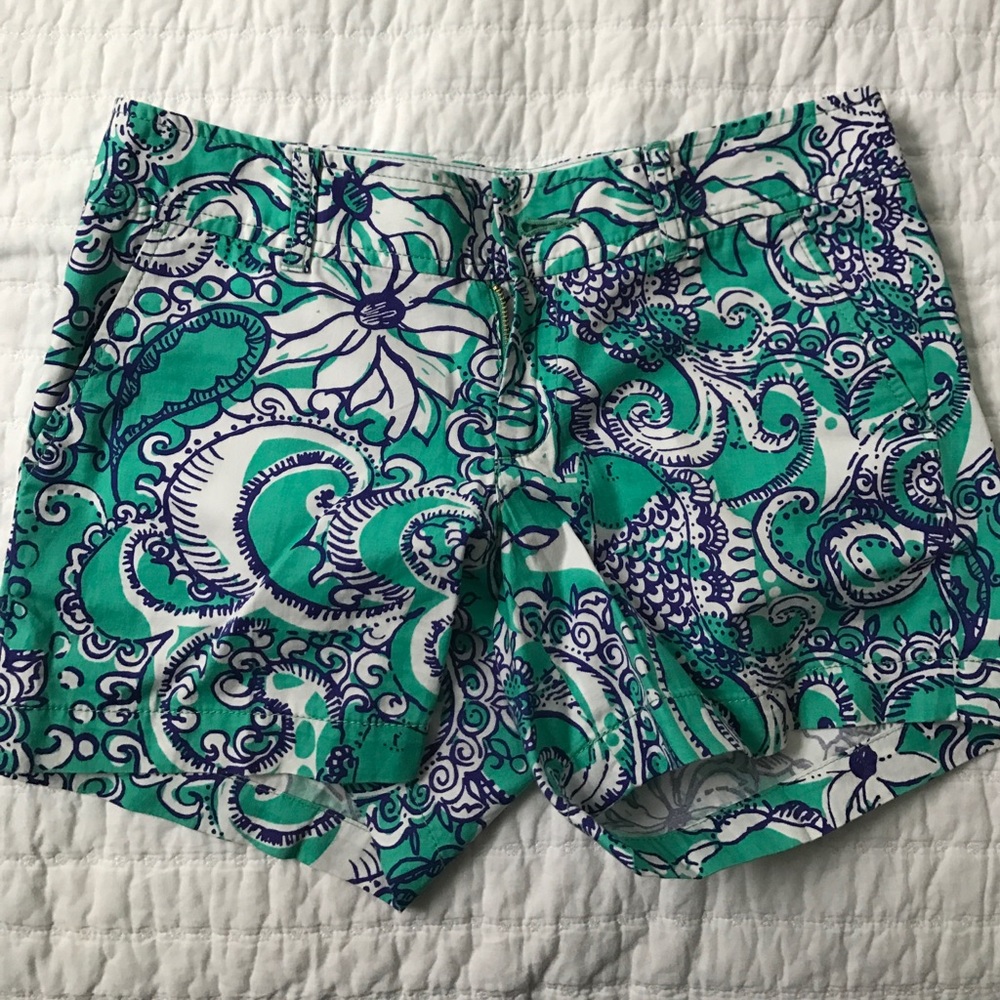 EUC Lilly Pulitzer Callahan Shorts teal and purple