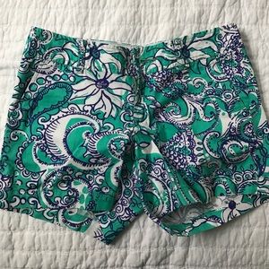 EUC Lilly Pulitzer Callahan Shorts teal and purple