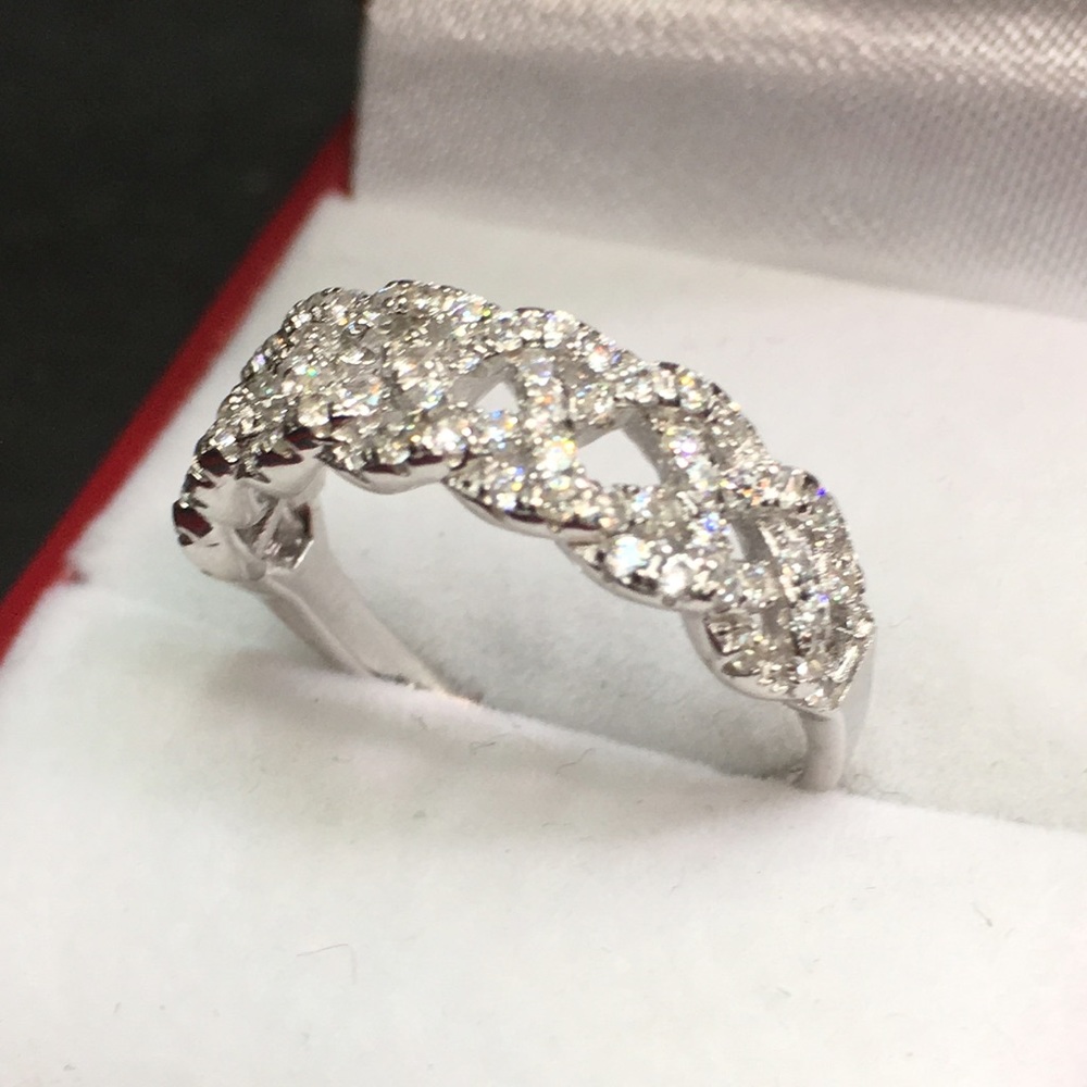 New Swarovski Crystal handset silver ring Band - Picture 3 of 4