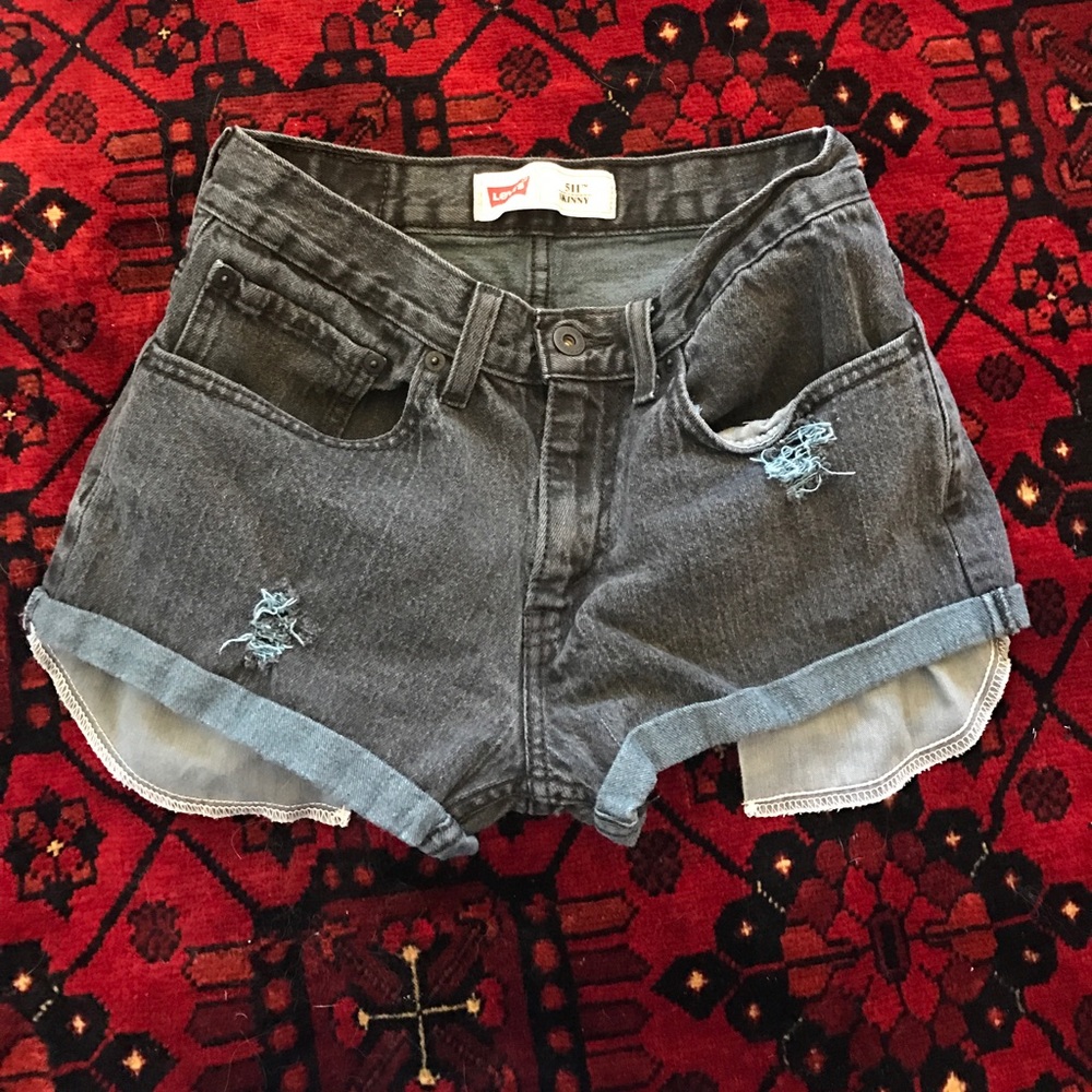 Distressed Levi's cutoffs