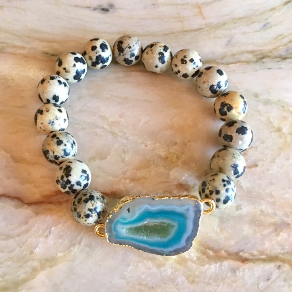 Druzy Dalmatian Jasper Bracelet - Picture 8 of 8