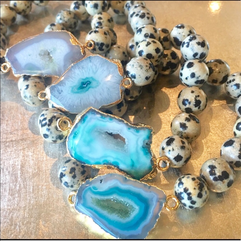 Druzy Dalmatian Jasper Bracelet - Picture 3 of 8