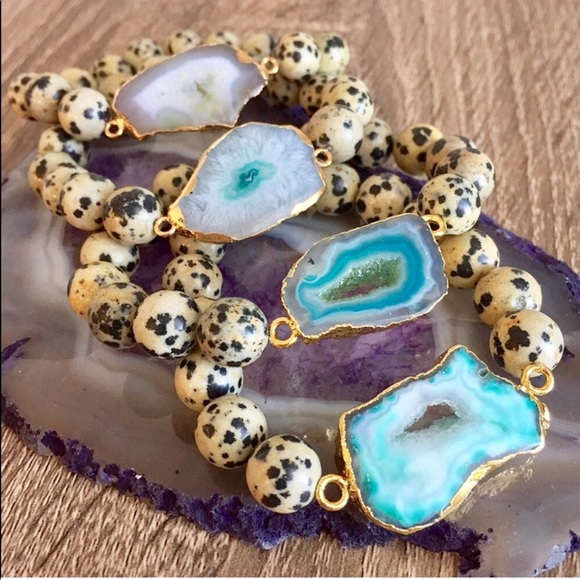 Druzy Dalmatian Jasper Bracelet - Picture 2 of 8