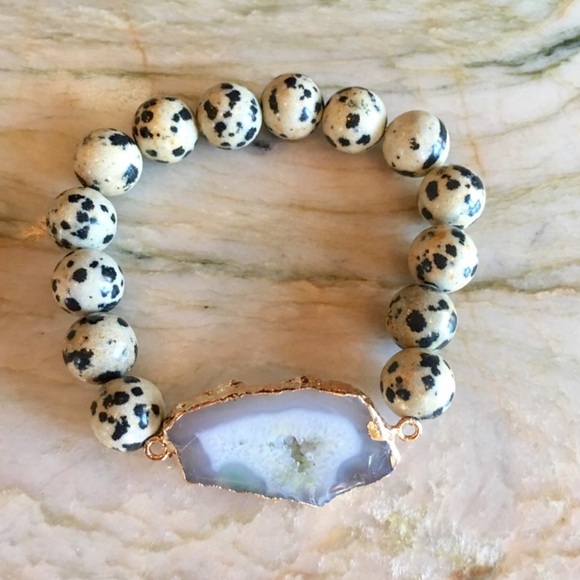 Druzy Dalmatian Jasper Bracelet - Picture 7 of 8