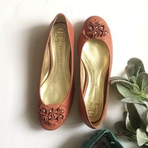 Leather romantic French Brand flats pearl detail