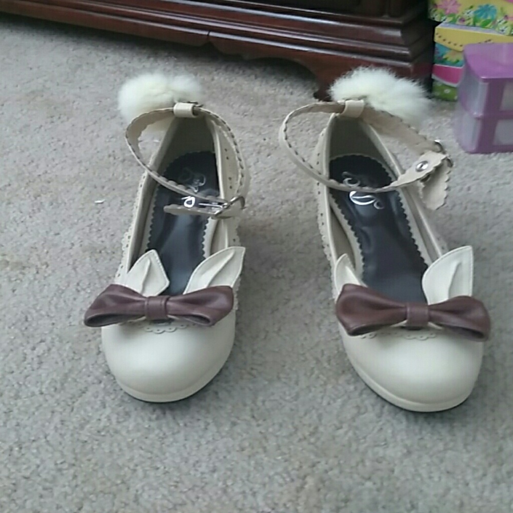 Lolita ankle strap bunny heels