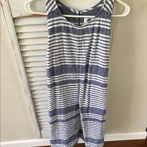 Chambray blue and white stripe linen dress size M