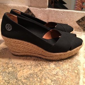 Black Tory Butch wedges size 11