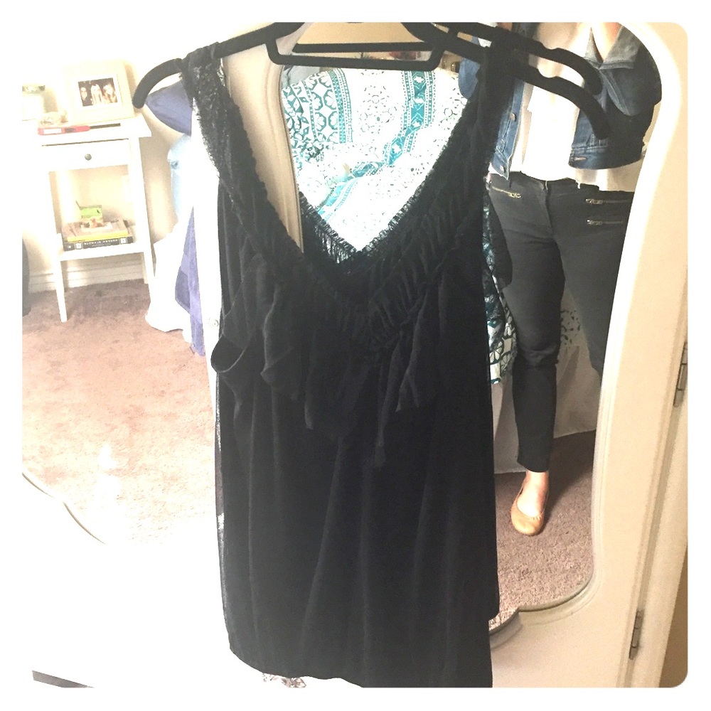 Ella moss black tank blouse M