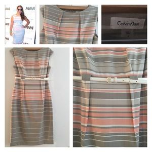 Calvin Klein Dresses - Calvin Klein Stripe Belted Sheath Dress Calvin Klein Dresses - Calvin Klein Stripe Belted Sheath Dress