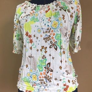 American RAG Cie 3/4 Sleeve Butterfly Top
