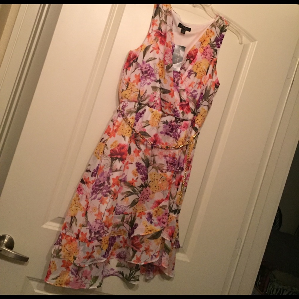 Floral print asymmetrical dress