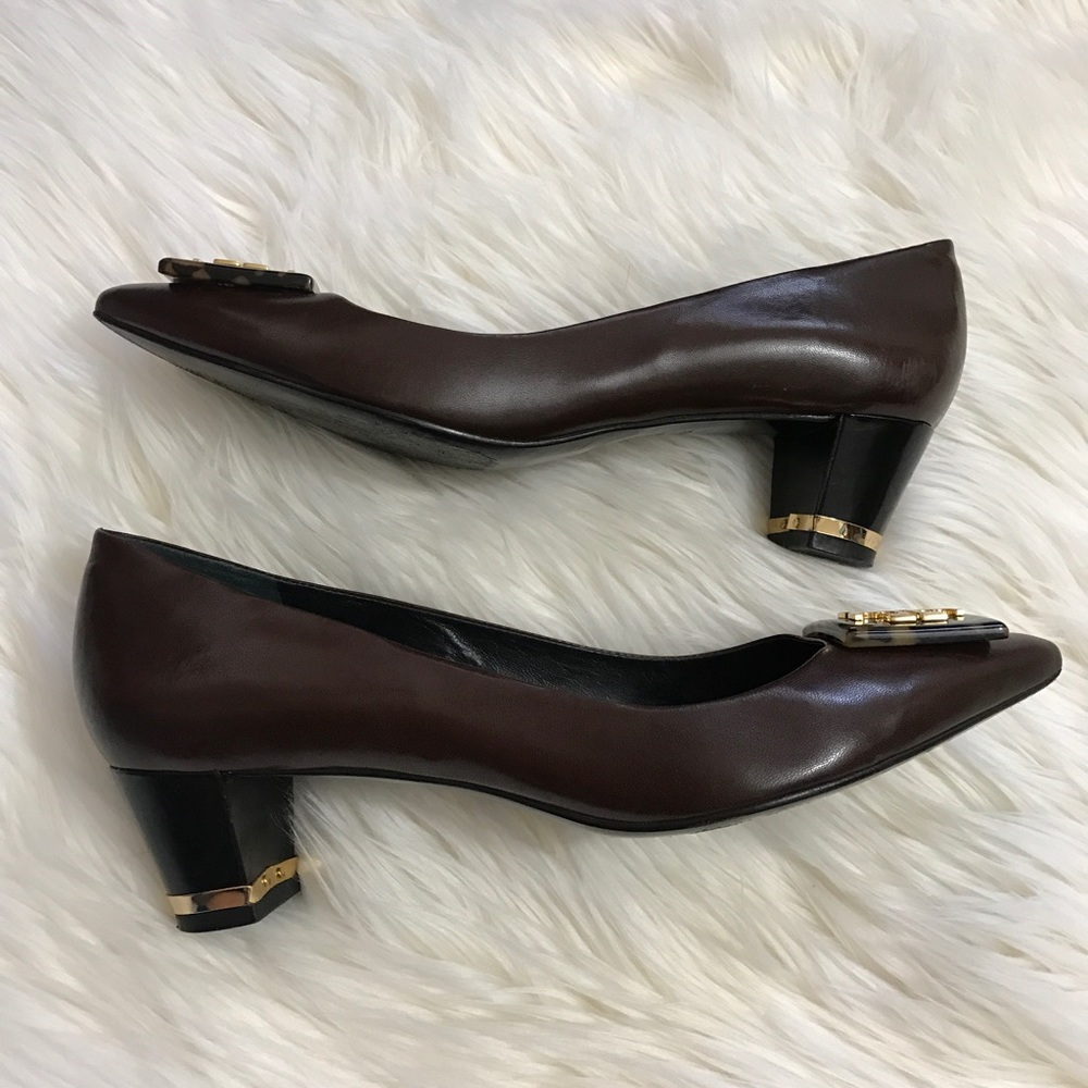 Clearance Tory Burch Brown Leather Pointed Heels