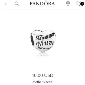 Authentic Pandora Mothers Heart Charm