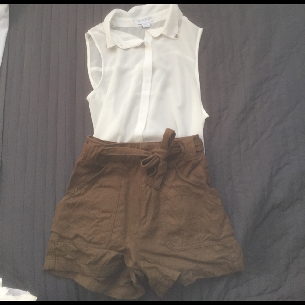 Olive topshop high waist shorts