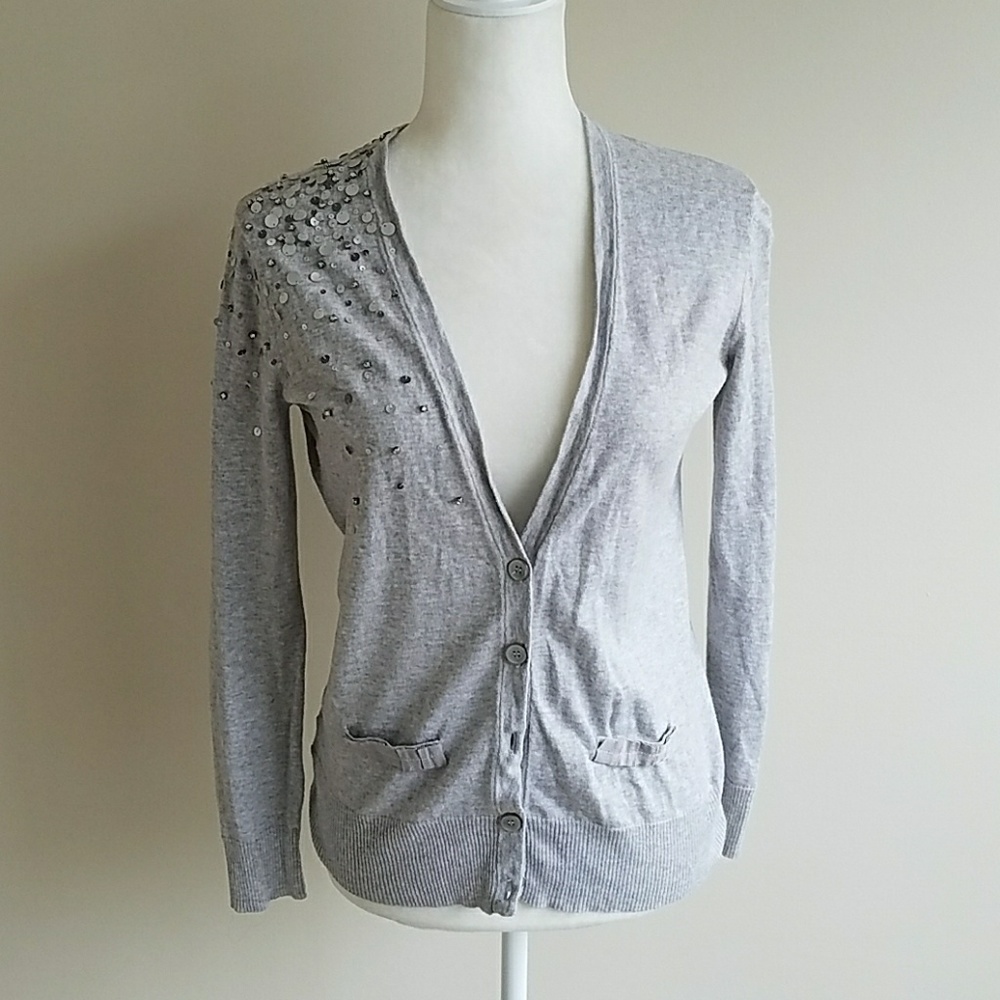 Ann Loft Medium Petite Gray Cardigan