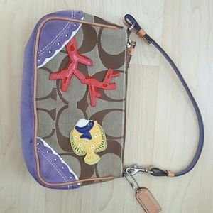 Coach Underwater Applique Khaki&Leather Baguette