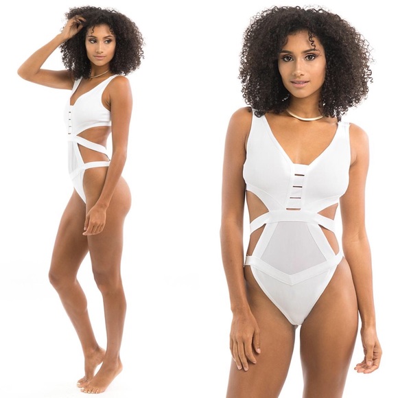 White Cut Out Swimsuit - Picture 2 of 7