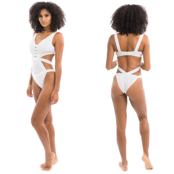 White Cut Out Swimsuit - Picture 7 of 7