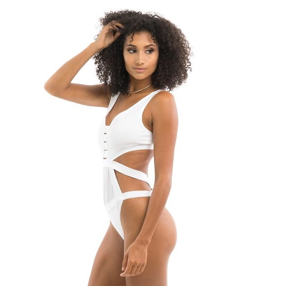 White Cut Out Swimsuit - Picture 6 of 7