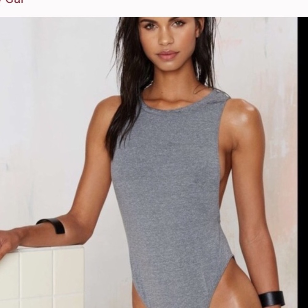 Nasty Gal heather grey one piece swimsuit
