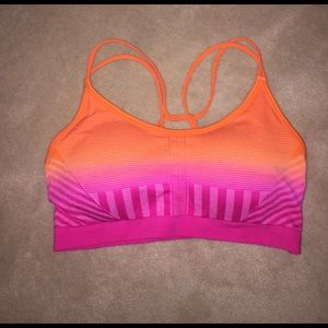Fabletics pink/orange sports bra