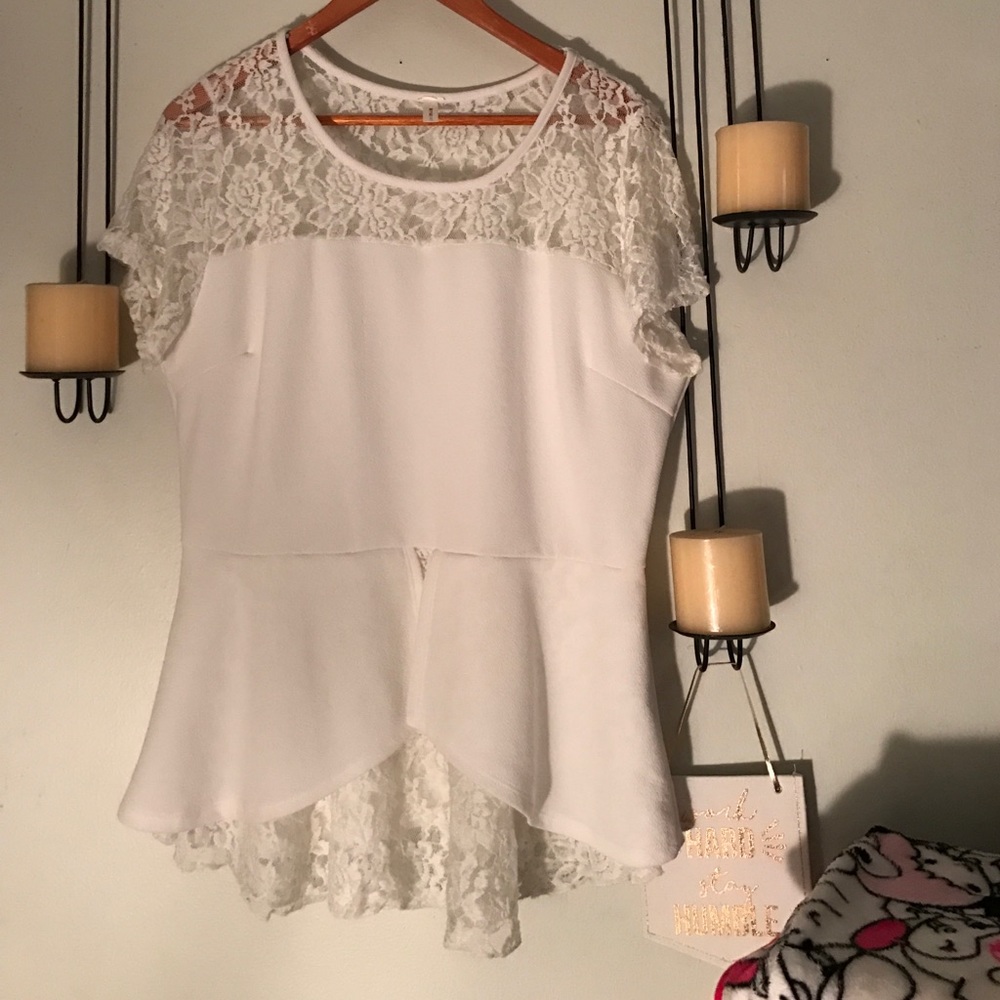 White peplum top