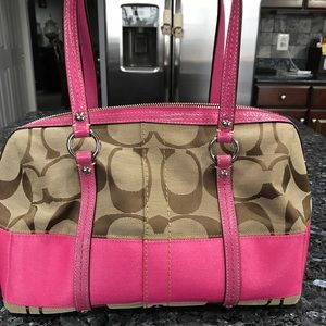 Authentic pink and signature coach bag