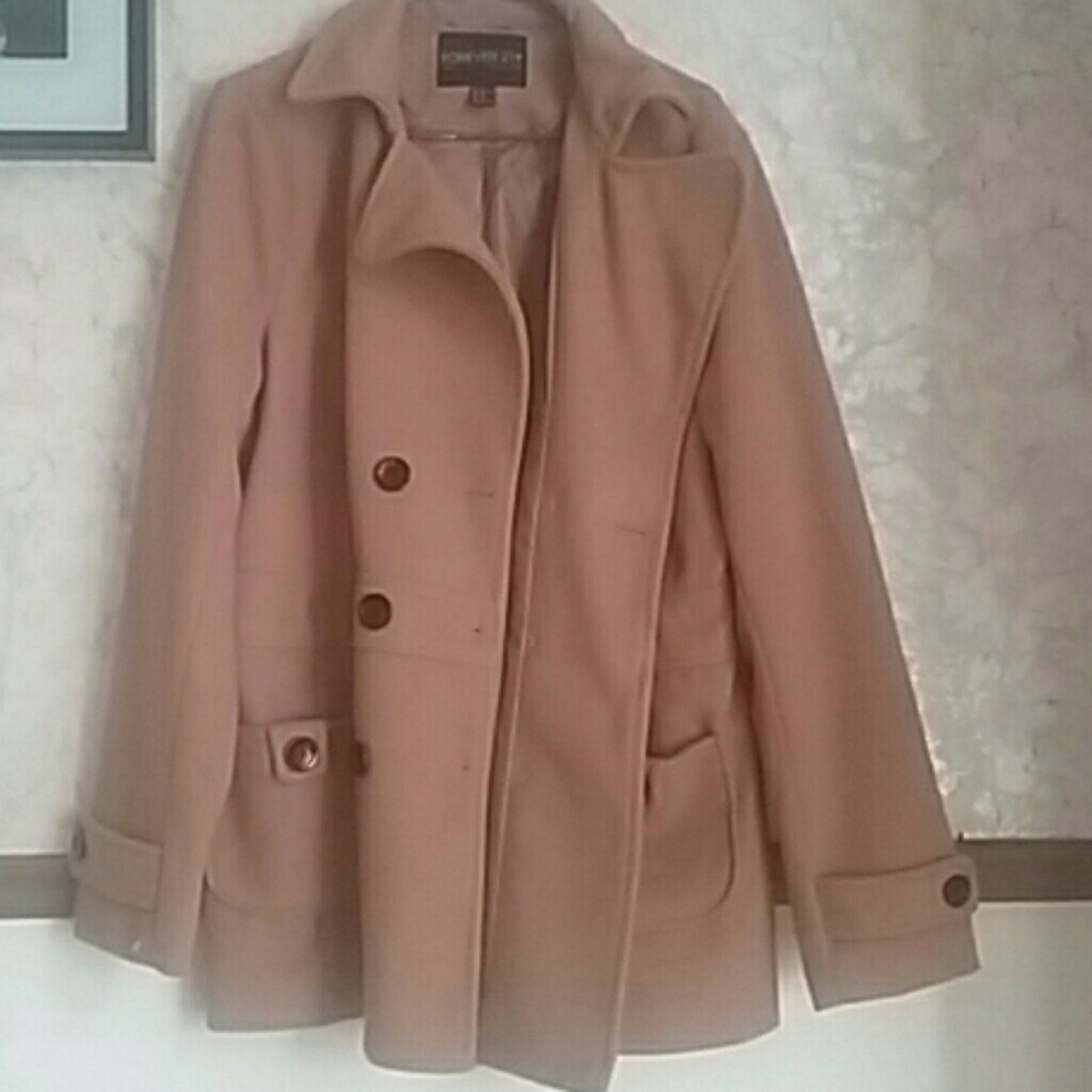 Beige Forever 21 Plus Size Peacoat