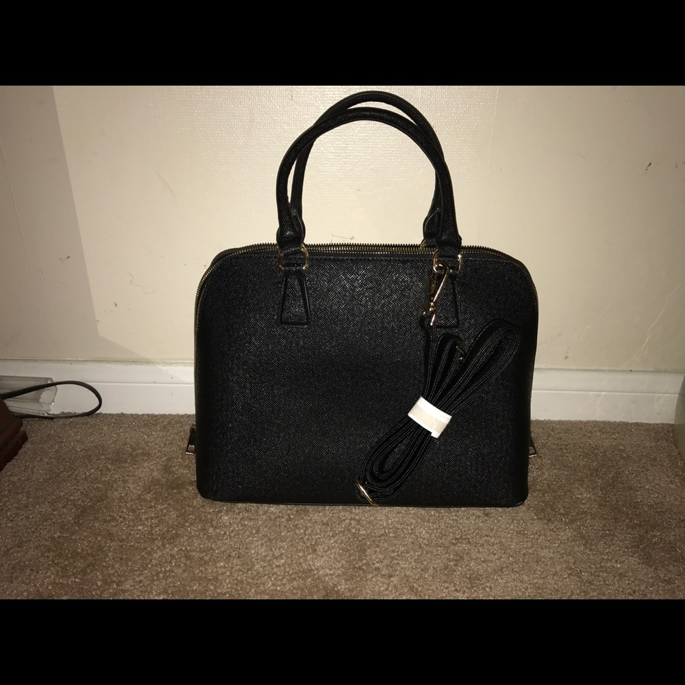 Large black satchel purse