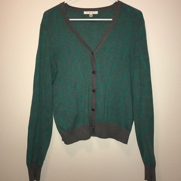 CAbi green polka dot cardigan - Picture 1 of 3