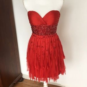 Mac Duggal short red cocktail dress.