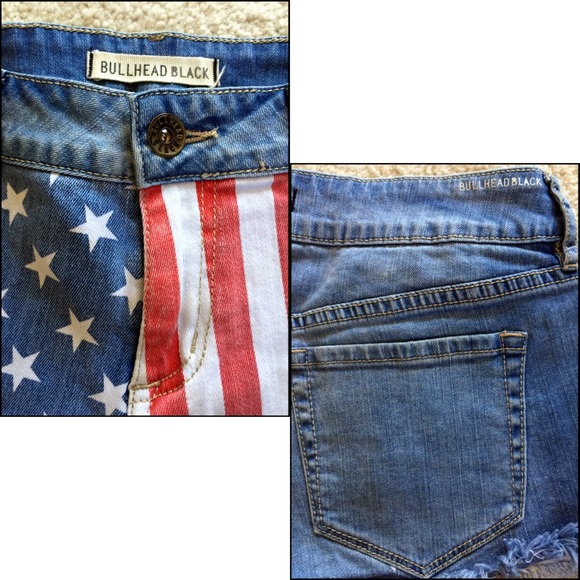 🎡SOLD🎈AMERICAN FLAG DENIM SHORTS - Picture 3 of 5