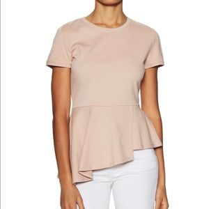 BCBG asymmetrical bare pink peplum top