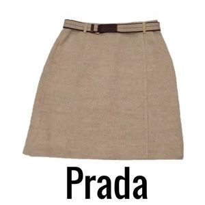 Prada 44 Cotton Linen Tan Skirt