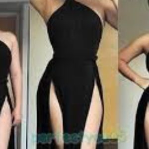 Long black body-con dress size SMALL