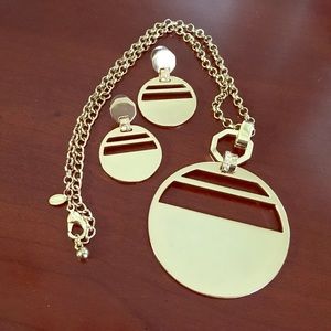 Chico's gold chain/earring set. Small rhinestones