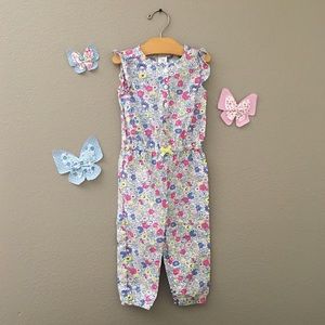 Carter's Floral Flutter-Sleeve Jumpsuit