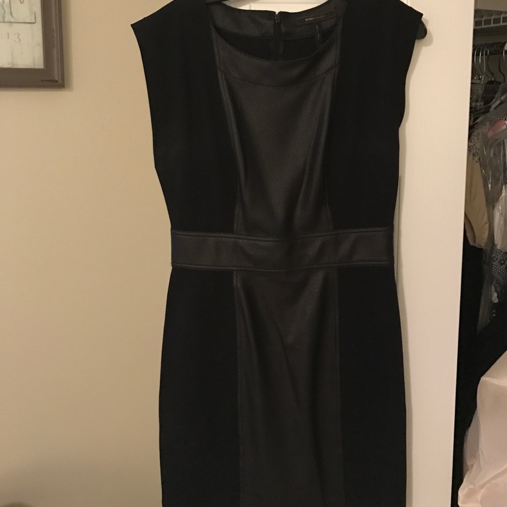 BCBG Black Dress with leather design
