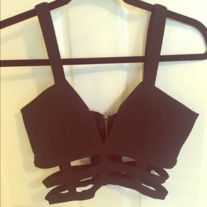 TOBI caged black crop top