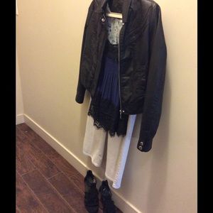 Black faux leather moto jacket