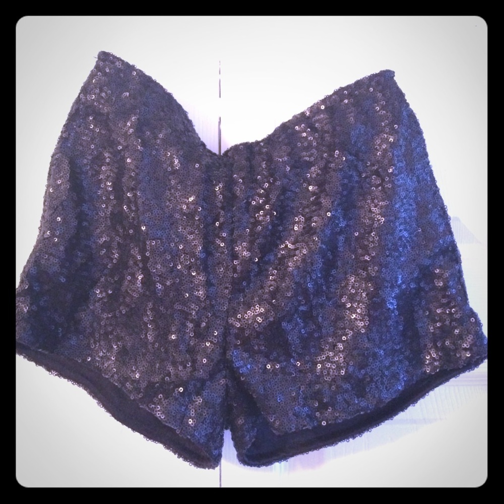 Black sequin party shorts