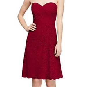 Davids Bridal Short Strapless Mesh Apple in color