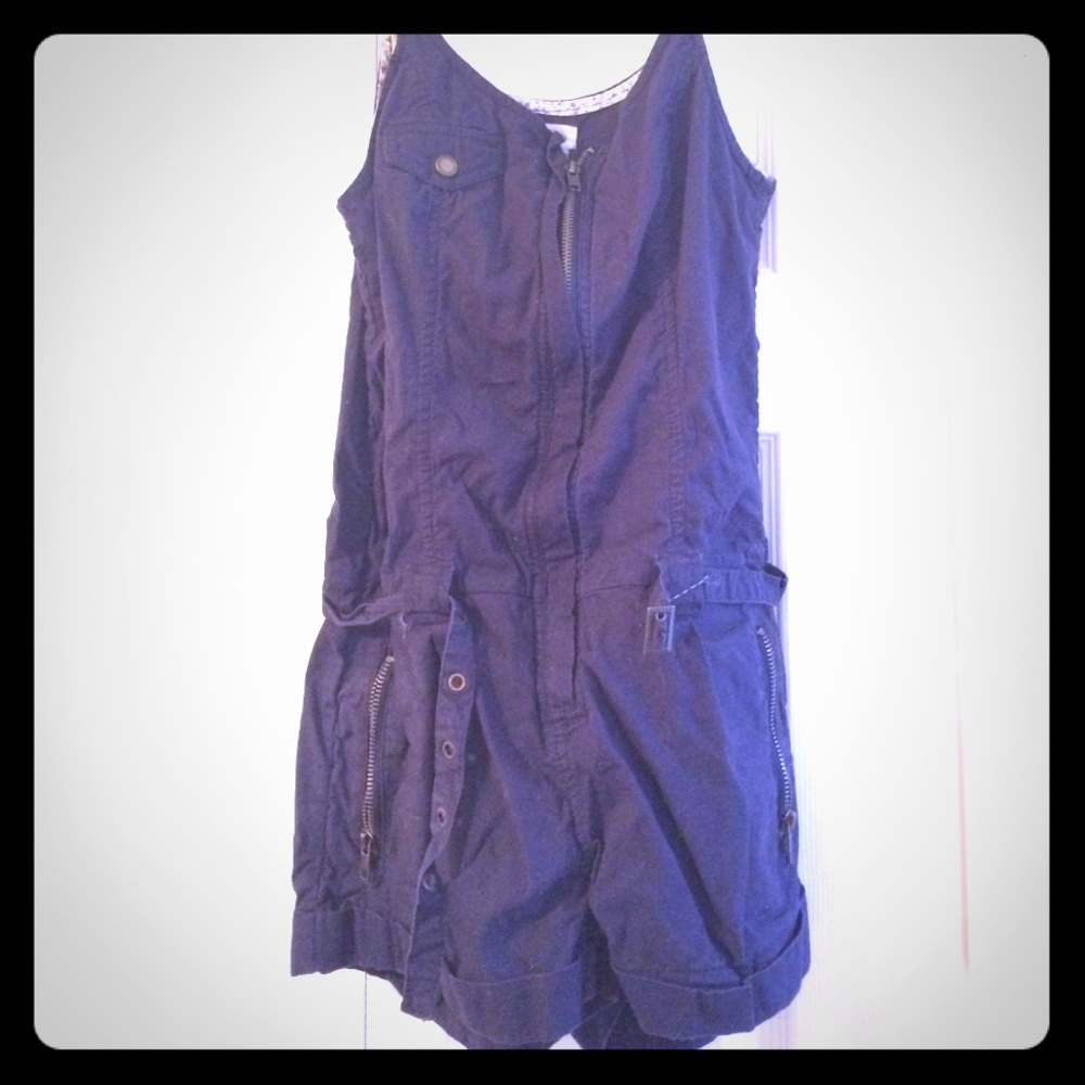 Navy Blue Cargo Romper