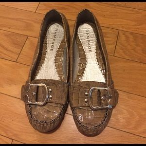 Tan flats with buckle